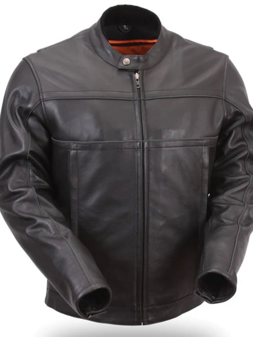 First Manufacturing M260 Black Cowhide Leather Cafe Racer Motorcycle Jacket XL